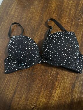 Dbleudazzled Black Bra with Sparkling AB Rhinestones